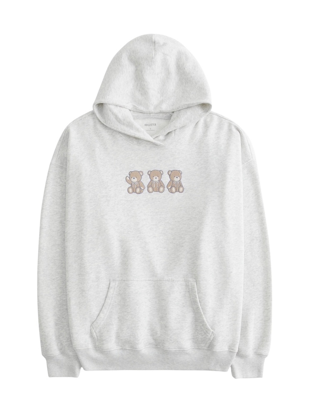 Hollister gray teddy bear graphic hoodie - medium
